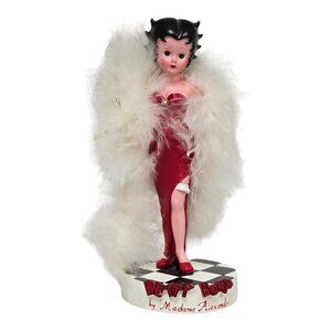 Vtg Betty Boop Figurine by Madame Alexander 6.5" Red Evening Gown Feather Boa